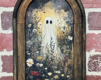 Arch Frame Wildflower Field Ghost Flowers Dark Academia Moonlight Dark Cottagecore Art Vintage Halloween Wall Decor Moody Flower Art