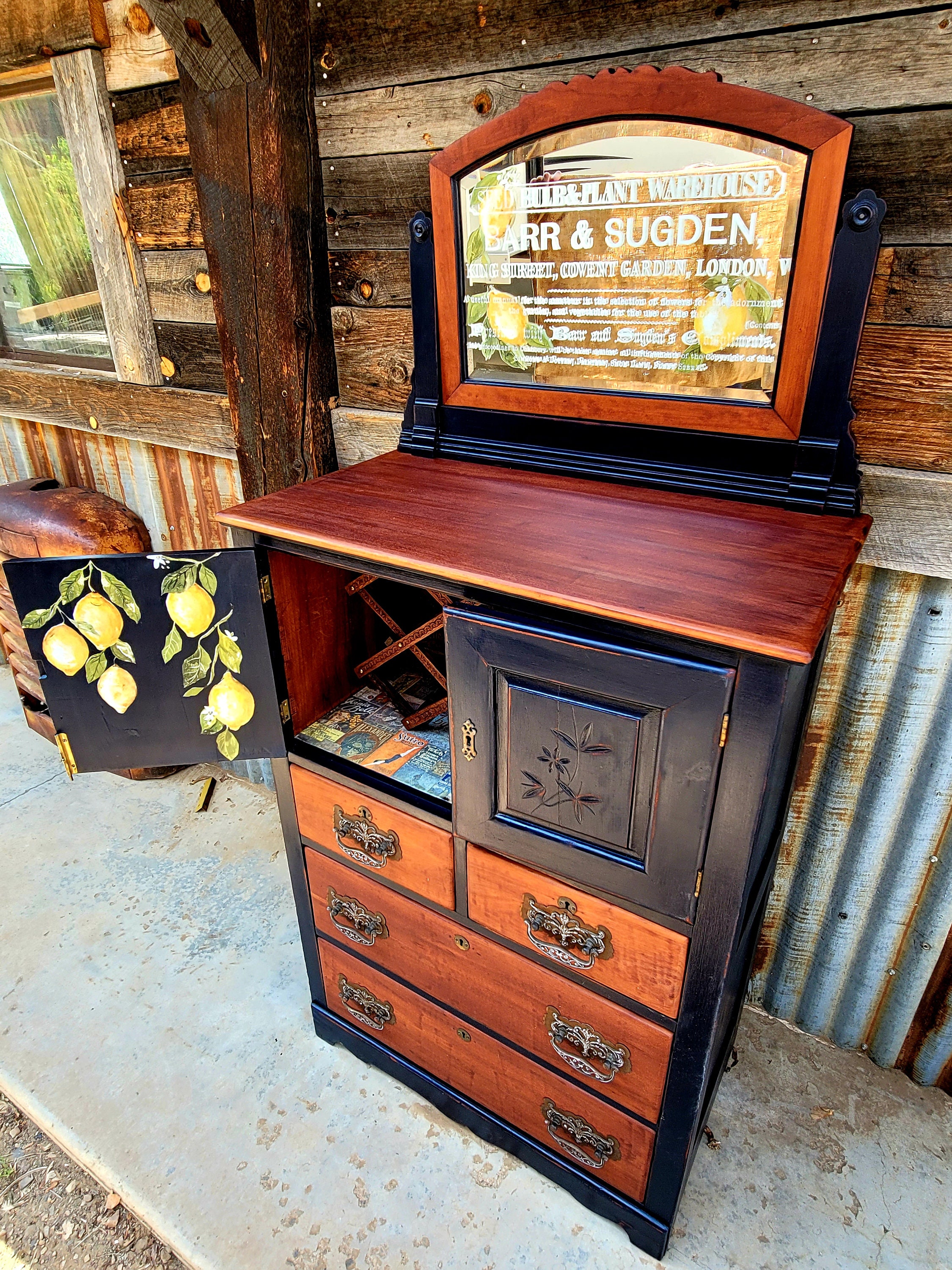 Vintage wine bar with removable wine rack Coffee bar Etsy