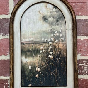 Arch Frame Dark Moody Landscape Scene Rustic Moody Wall Decor Fabric Print Dark Academia Wall Art Fall Dark Cottagecore Wildflowers Scene
