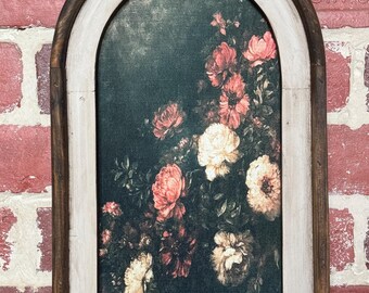 Framed Moody Flowers Wall Art Vintage Victorian Artwork Fabric Print Dark Cottagecore Wall Art Botanical Wall Art Still Life Painting Print