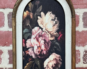 Framed Dark Academia Wall Art Vintage Victorian Floral Fabric Print Dark Cottagecore Wall Art Dark Moody Wall Art Still Life Print Botanical