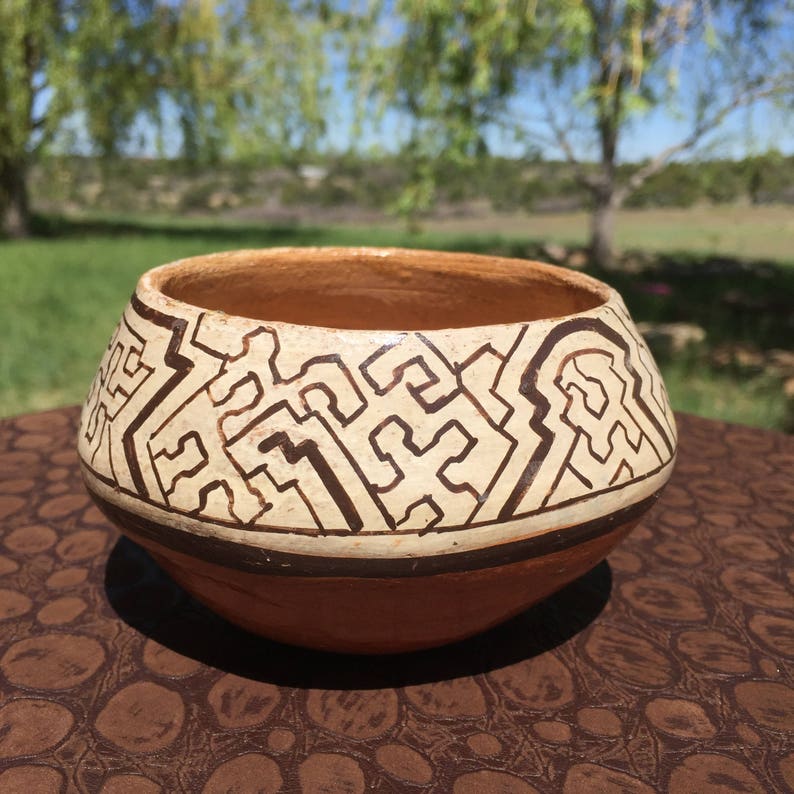 Peruvian Pottery Bowl Shipibo Rainforest of Peru Vintage Etsy