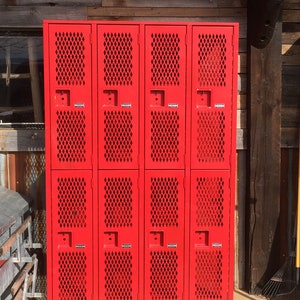 Vintage School Lockers Red Caged Gym Locker Imdustrial Metal Cabinet Vintage Lockers Storage Cabinet Industrial Dresser Mudroom Lockers