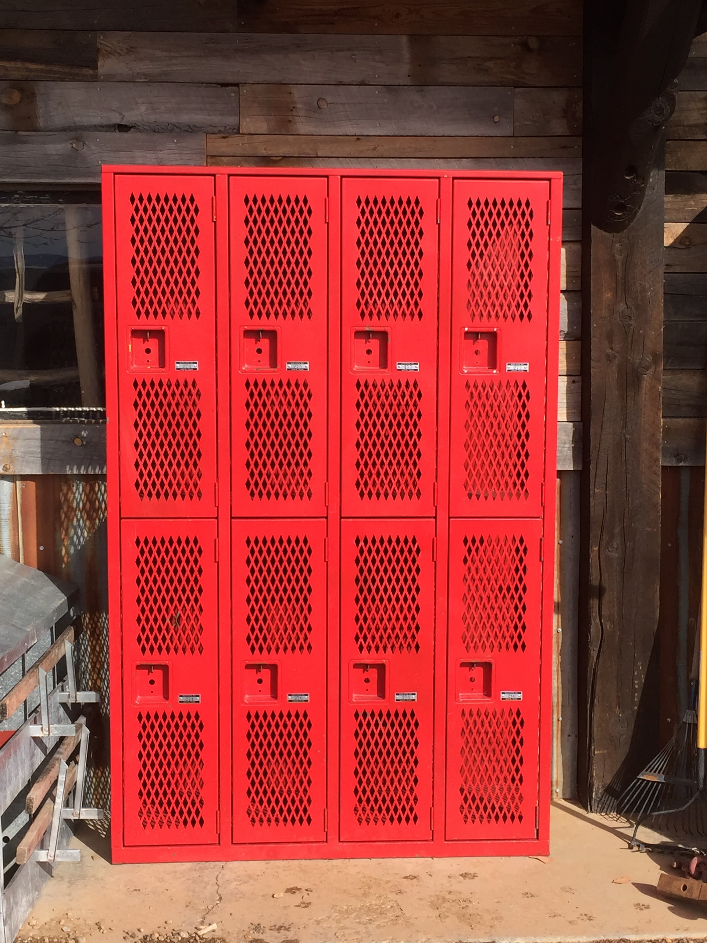 Vintage School Lockers Red Caged Gym Locker Imdustrial Metal Cabinet Vintage Lockers Storage Cabinet Industrial Dresser Mudroom Lockers