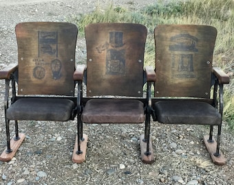 Sold-Accepting Orders-Theatre Chairs Entryway Bench Seats Industrial Furniture Steampunk Furniture Urban Loft Furniture Foldup Chairs Old