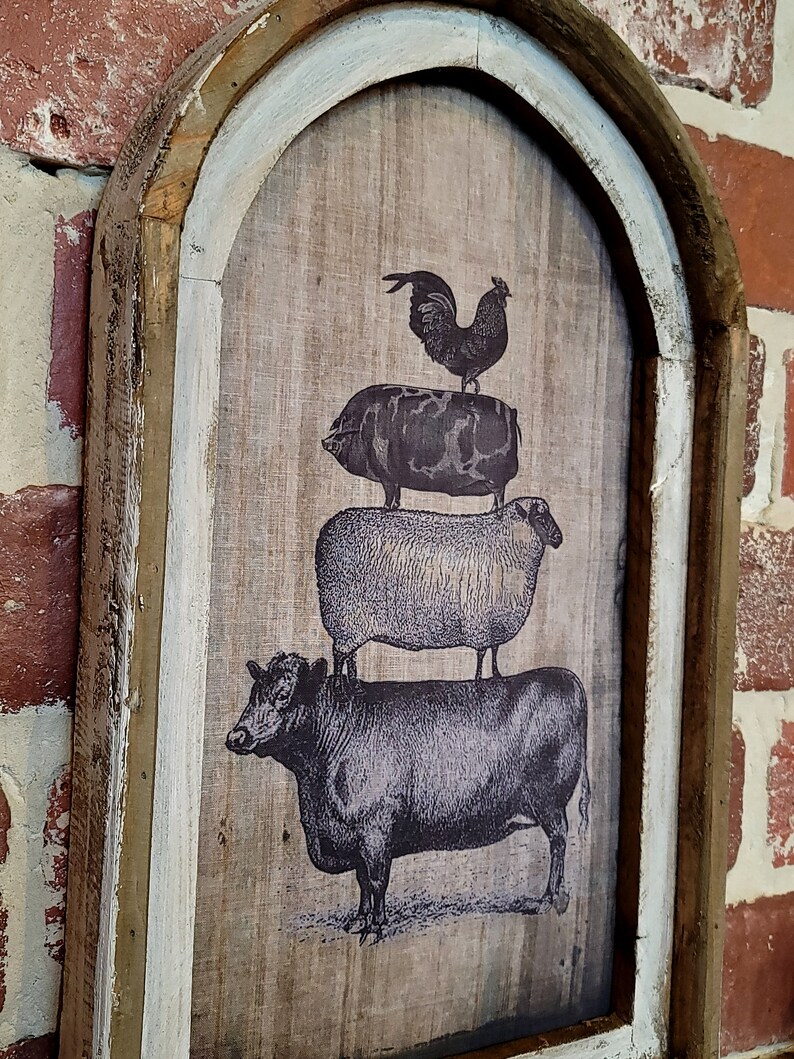 Vintage Framed Wall Art 14x22worn Plaid Farmhouse Etsy