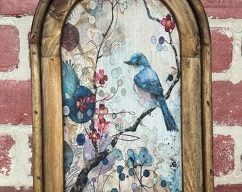 Arch Frame Watercolor Wildflower Art Whimsical Wall Art Dark Cottagecore Floral Wall Decor Vintage Botanical Wall Decor Moody Art Textile