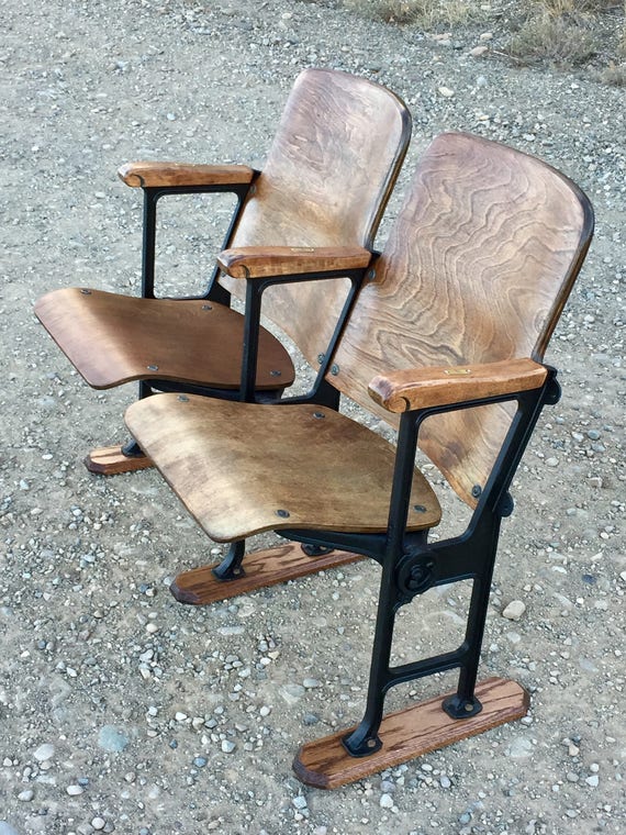Two Theatre Chairs Refinished Theater Seats Cinema Chairs Movie Chairs Church Pew Church Chairs Entryway Bench Seat SOLD Accepting Orders