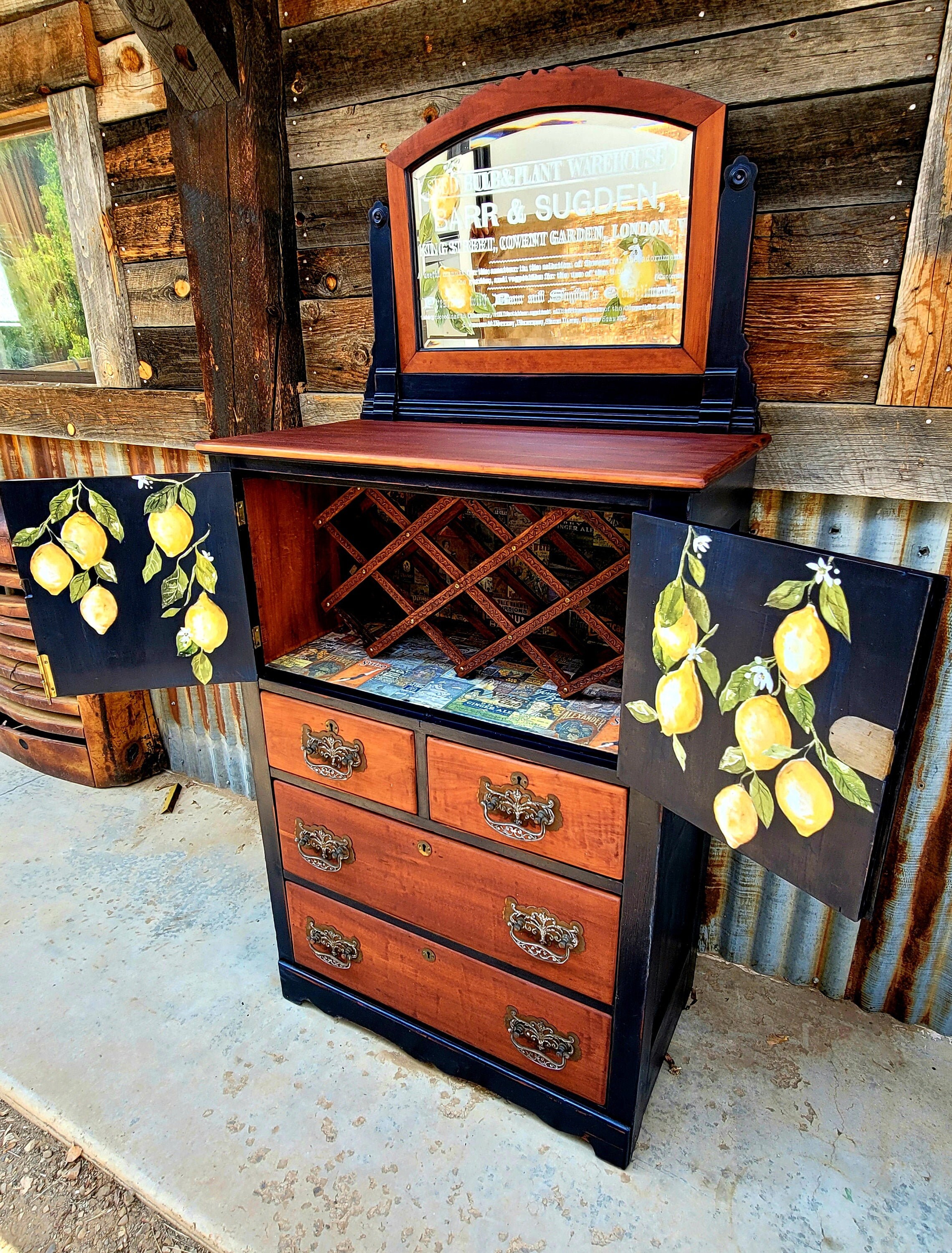 Vintage wine bar with removable wine rack Coffee bar Etsy