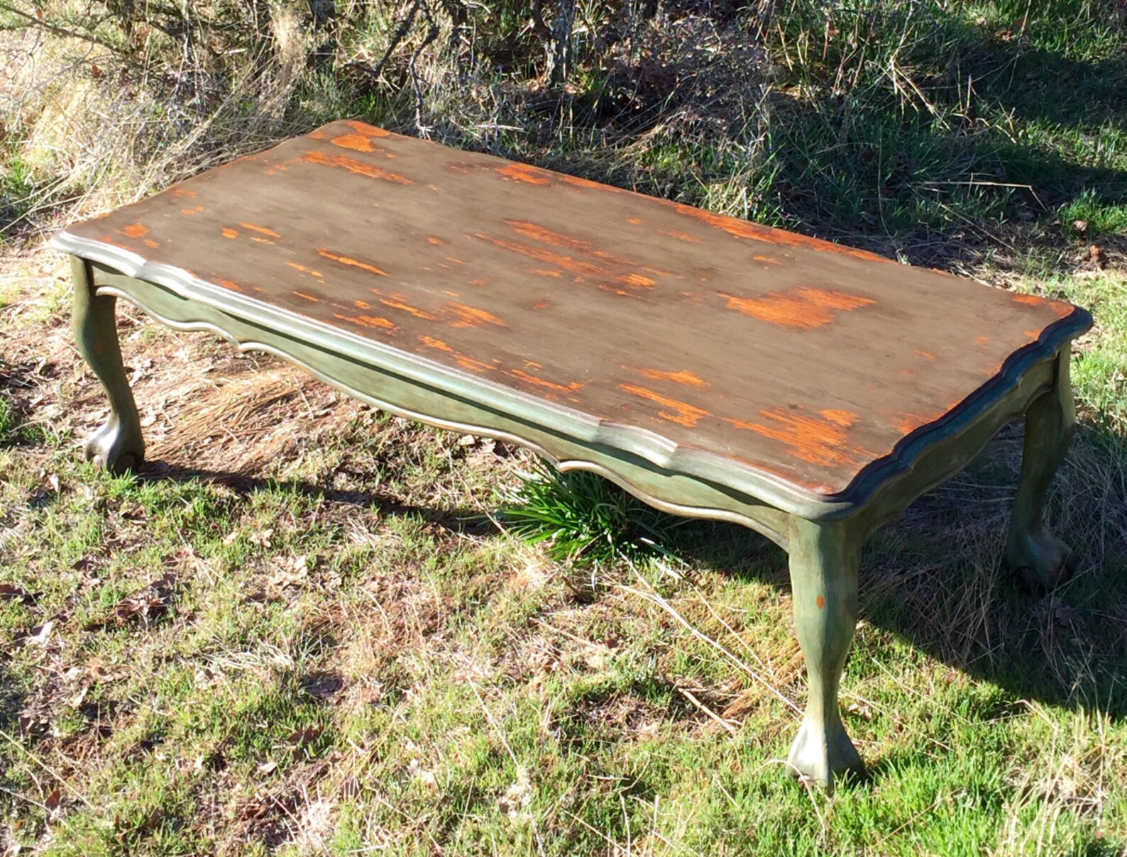 Vintage Painted Coffee Table Rustic Chippy Paint Distressed Etsy