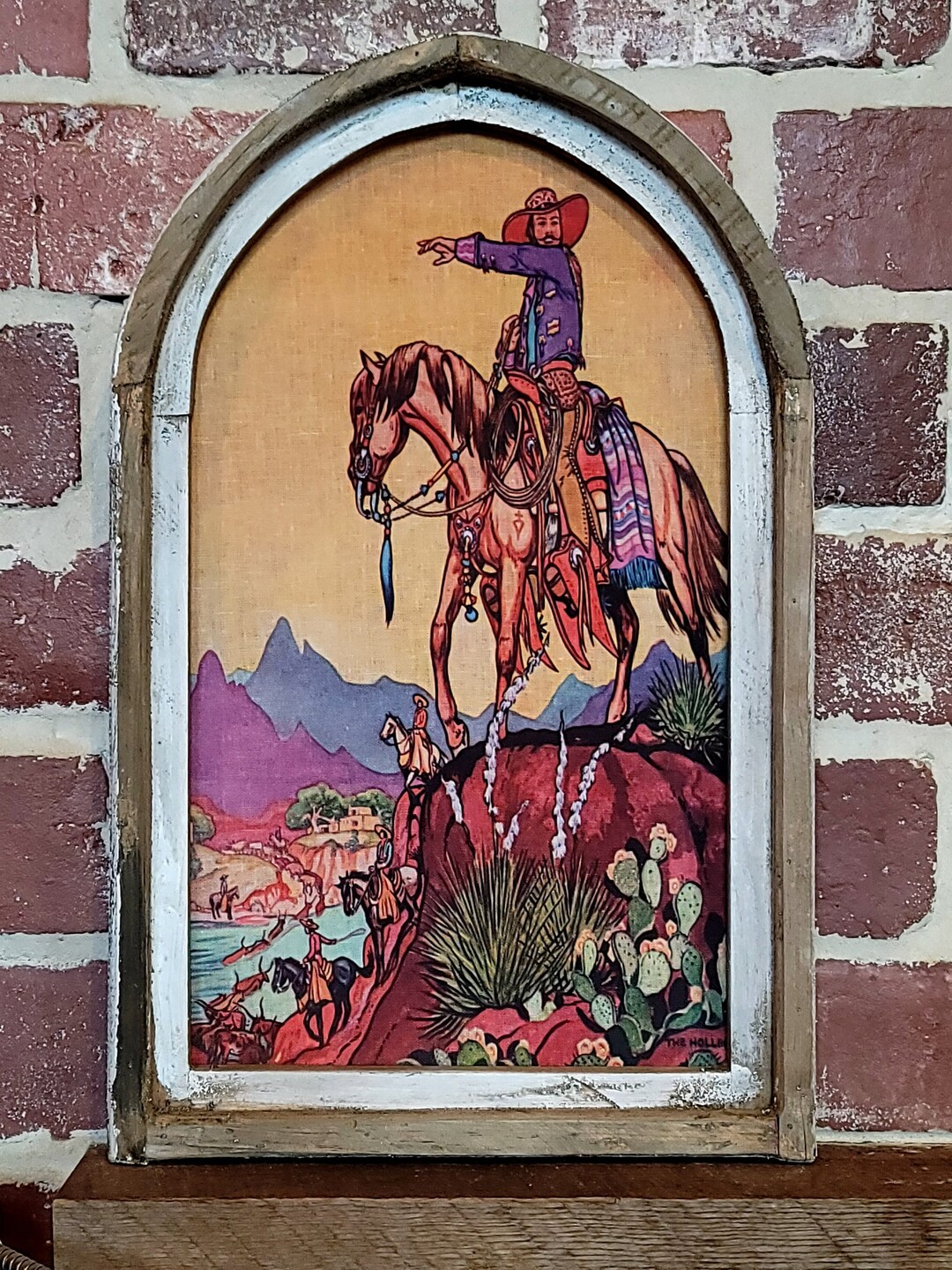 Framed Vintage Wild West Wall Print 14x22 Western Framed Art Spanish