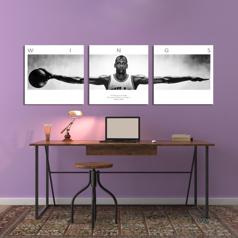 Michael Jordan Wings Wall Art. 3 Pieces Canvas Canvas Wall Etsy