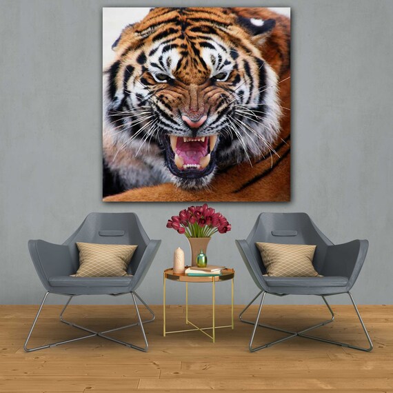 Angry Tiger Roar Canvas Print Canvas Wall Art | Etsy