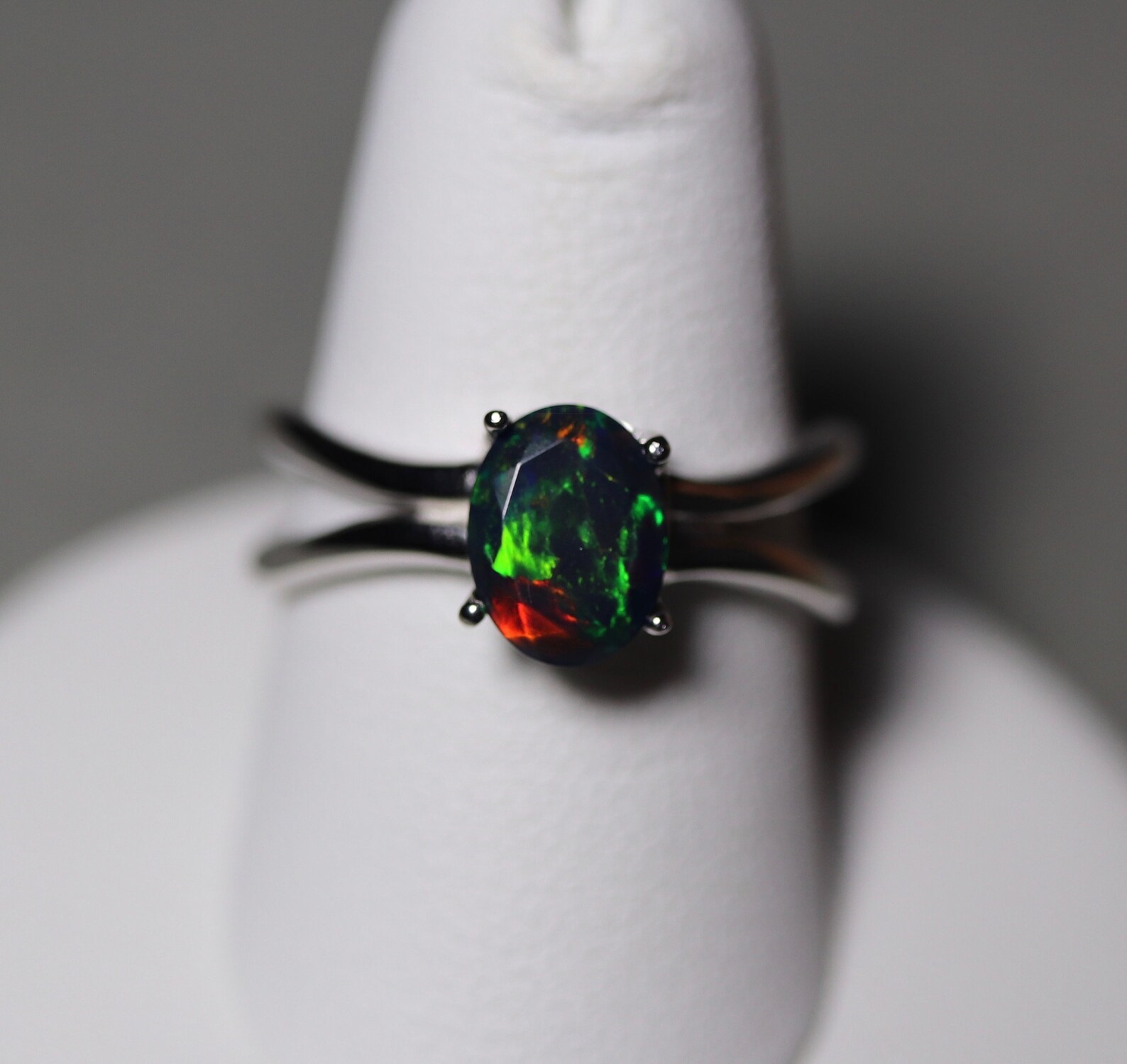 VIVID RED Natural Black Fire Opal Ring Genuine Black Opal Etsy