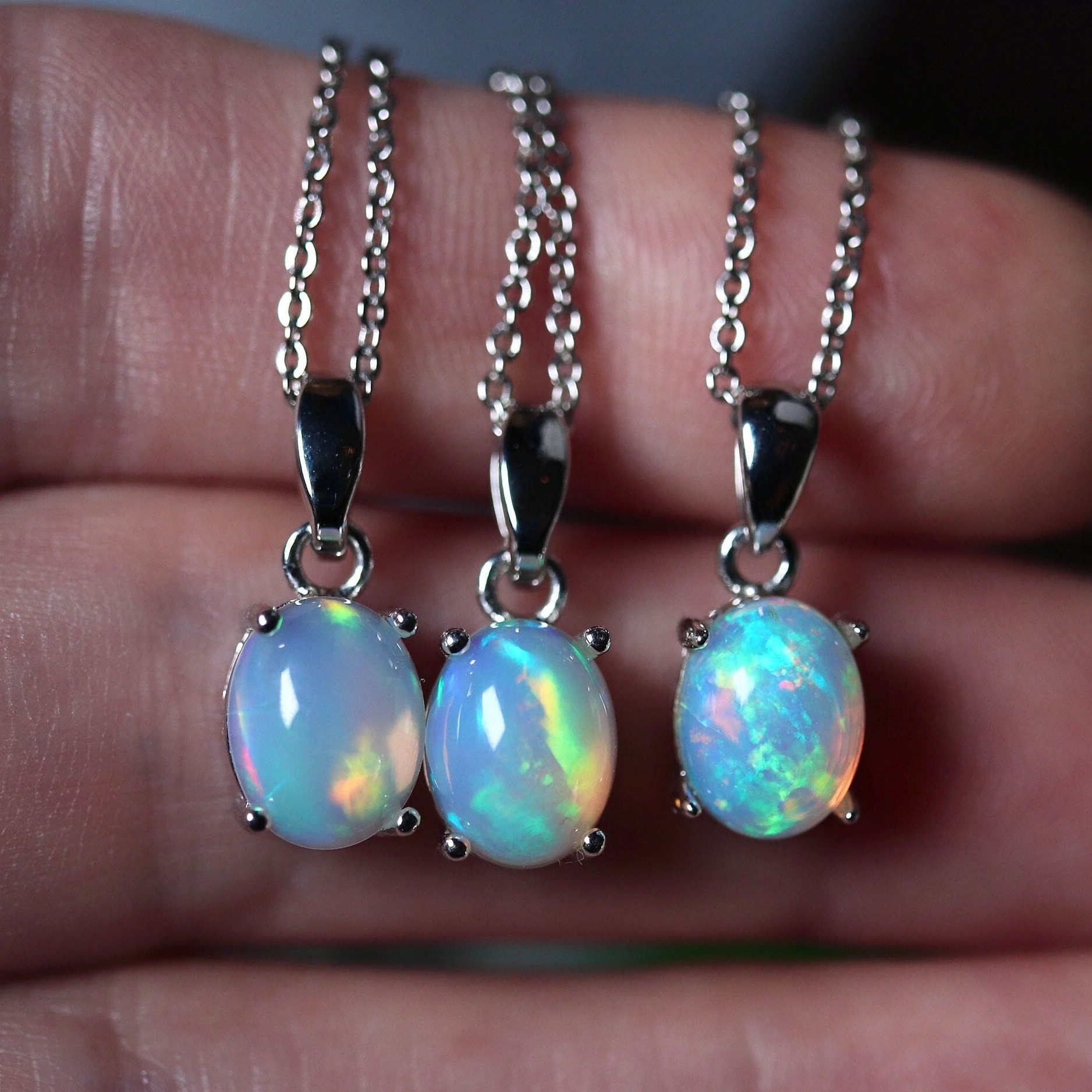 Natural blue opal necklace deals