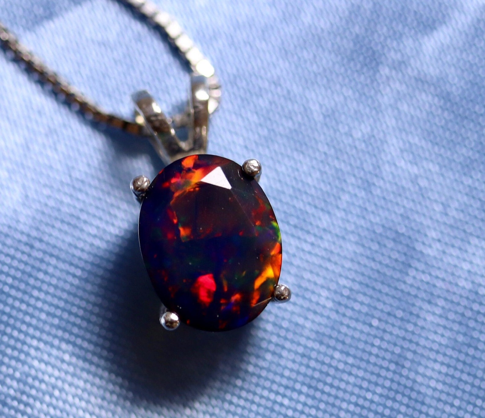 Black Opal Pendant Natural Fire Opal Black Opal Necklace - Etsy