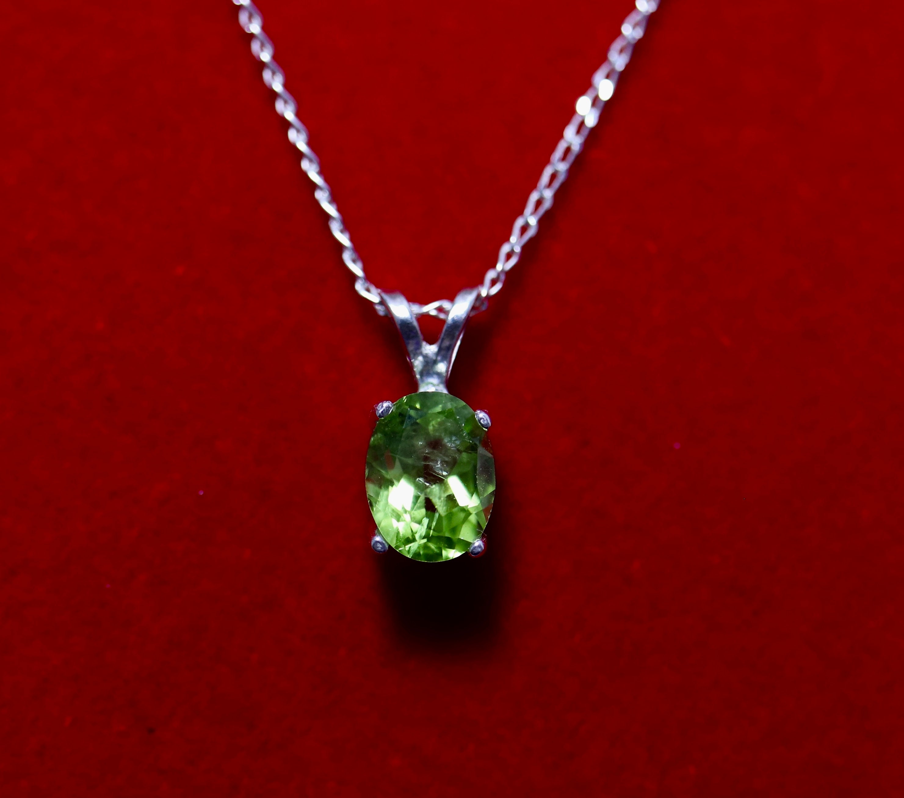 Peridot silver necklace, gemstone pendant, peridot jewelry, birthday