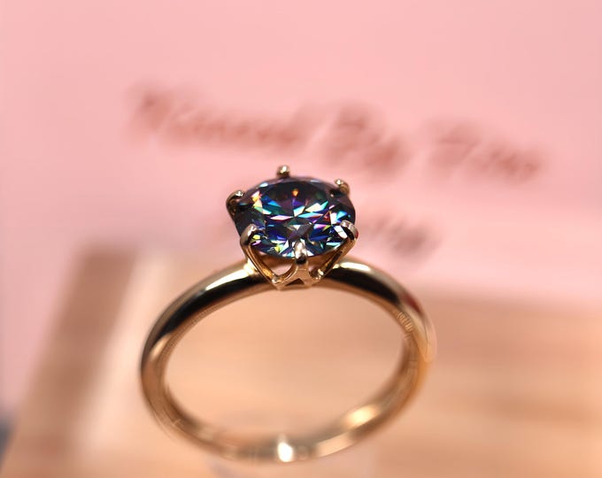 Purple Moissanite Ring in Solid White Gold w 14k Diamond Wedding Band-Moissanite Engagement Ring, Art Deco Eternity Band, Bridal Ring set