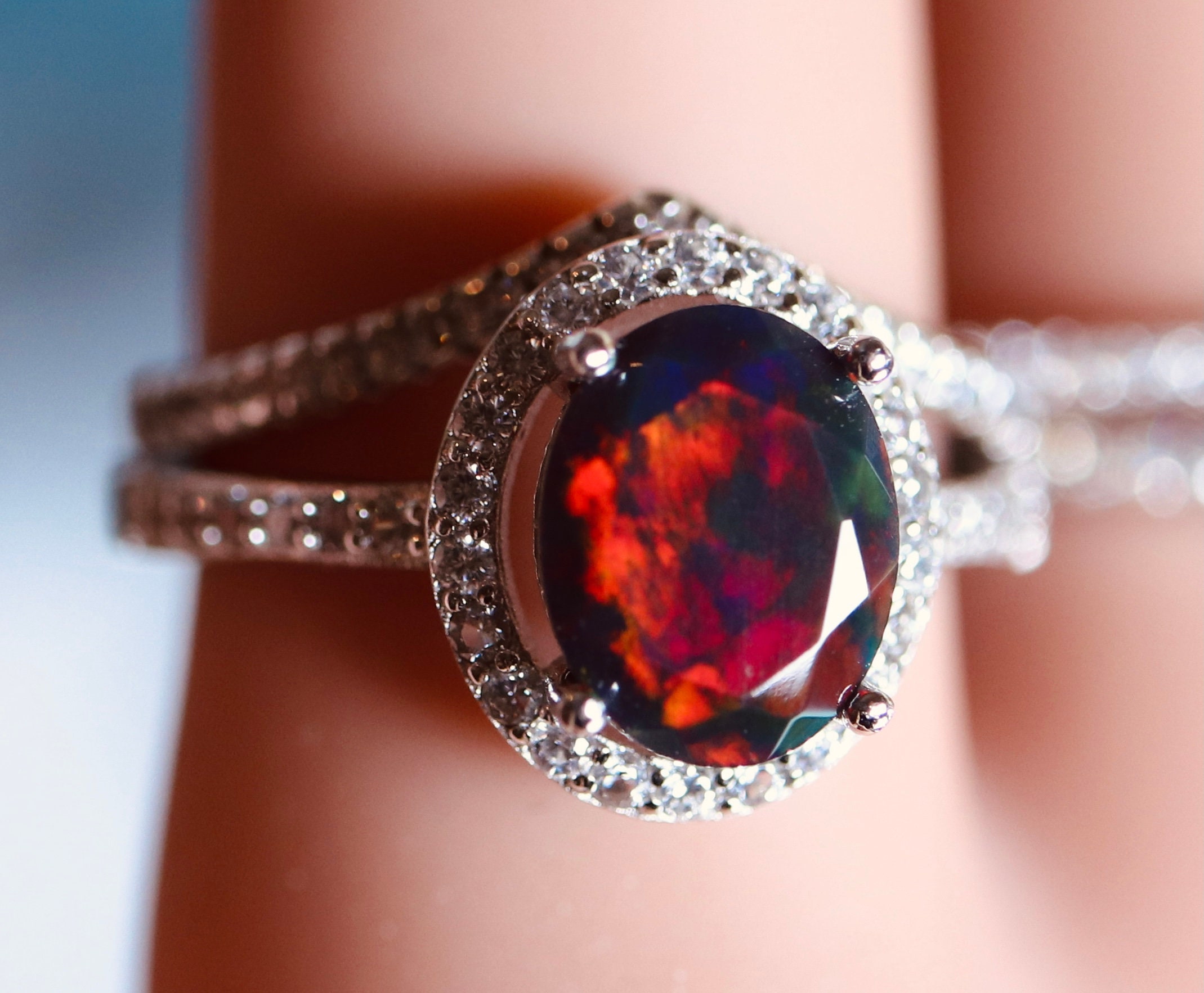 Vintage Black Opal Cocktail Ring