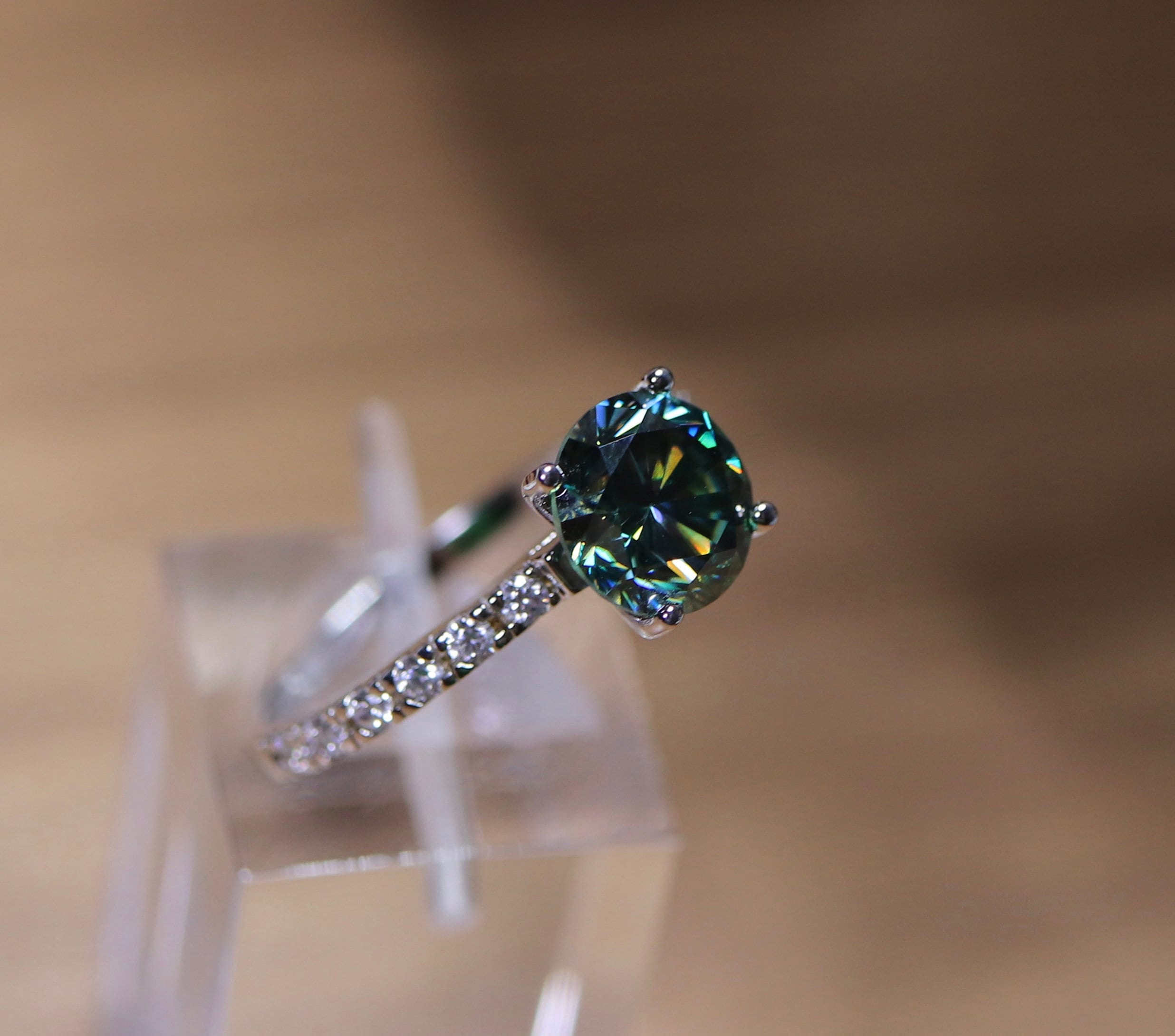 Blue moissanite, moissanite ring, moissanite set, bridal set, classic