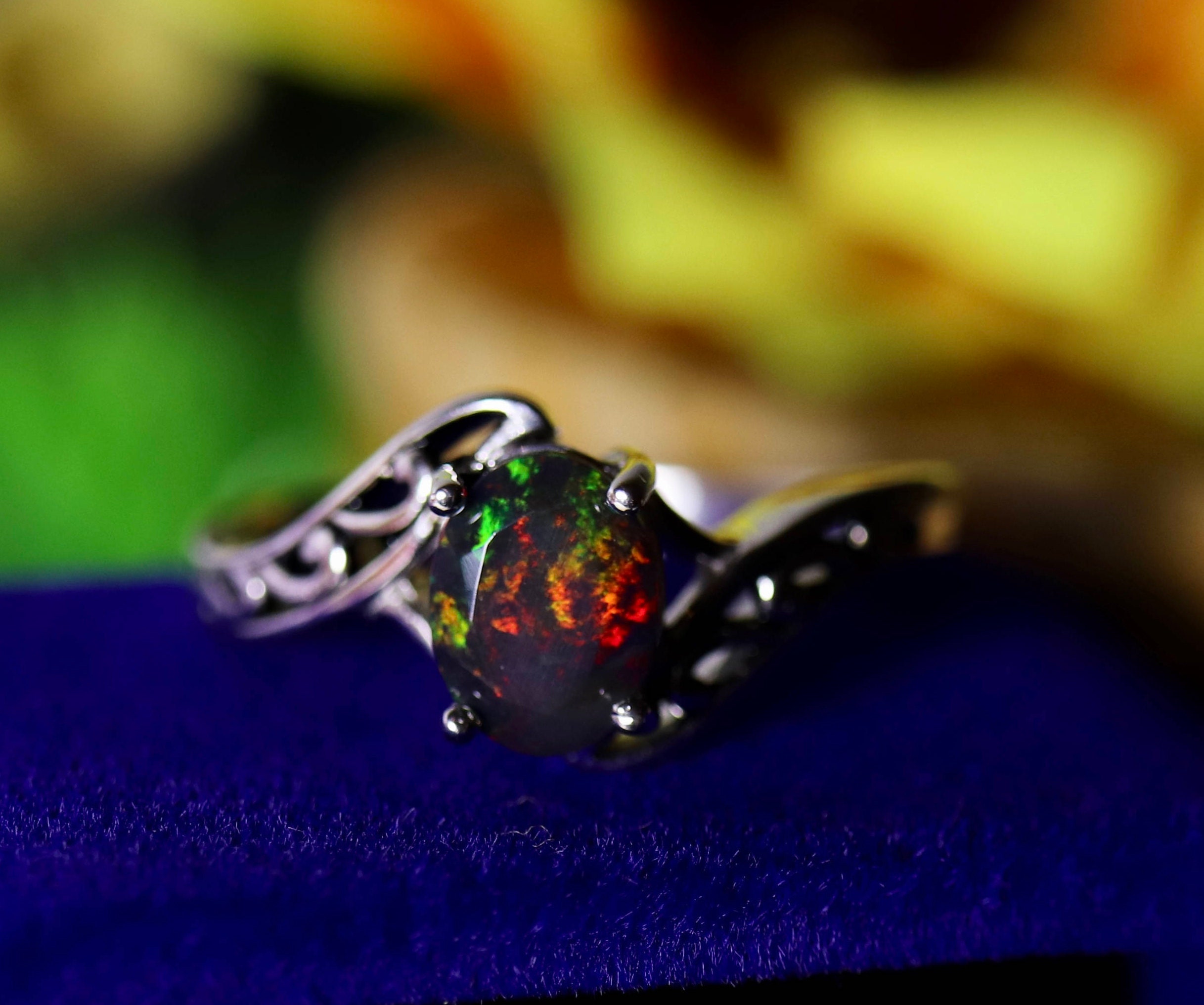 St. Noir' 1.65ct Opal Gold Skull Engagement Ring