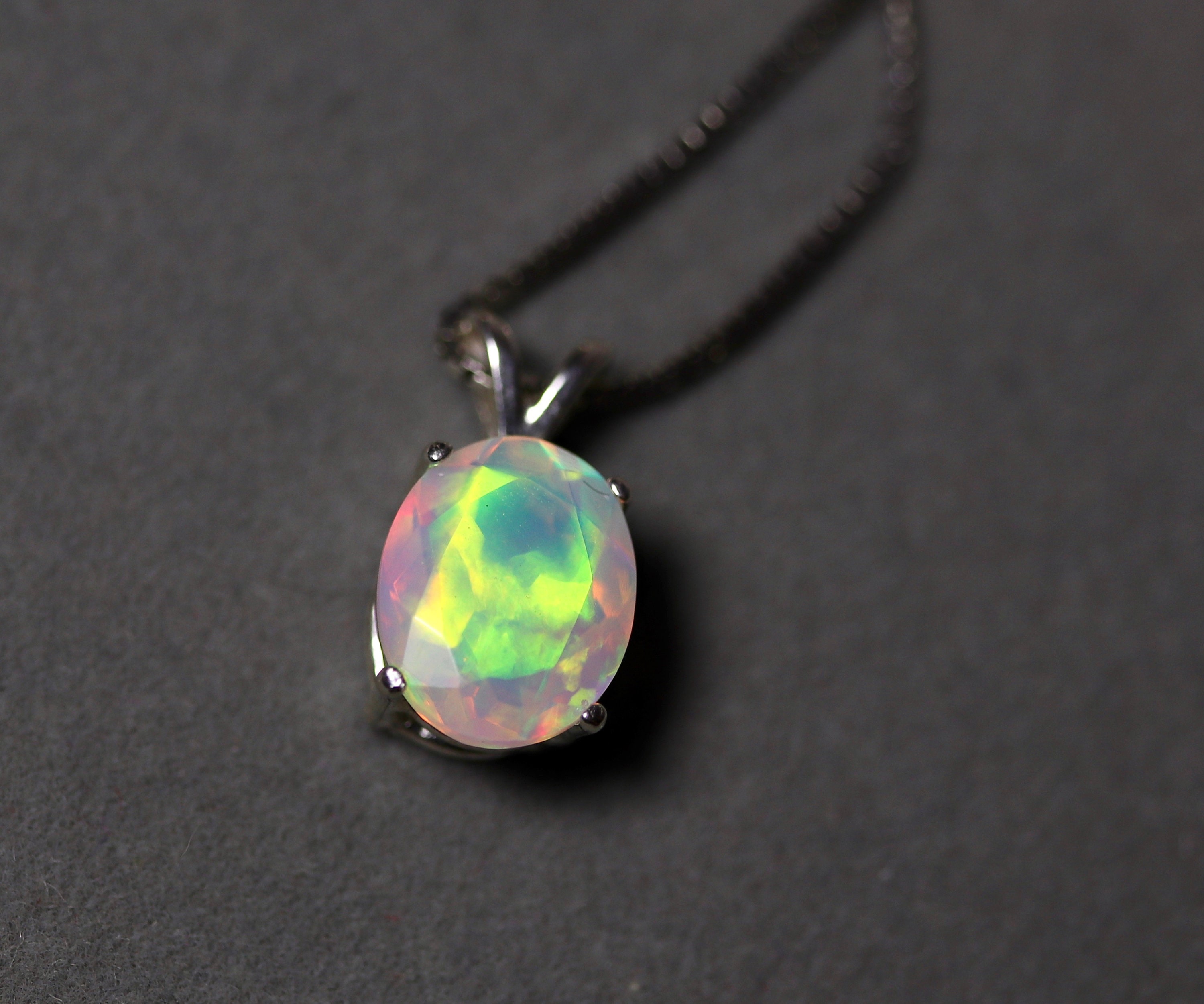 Genuine White Opal Necklace by Bihls Dainty Layering 