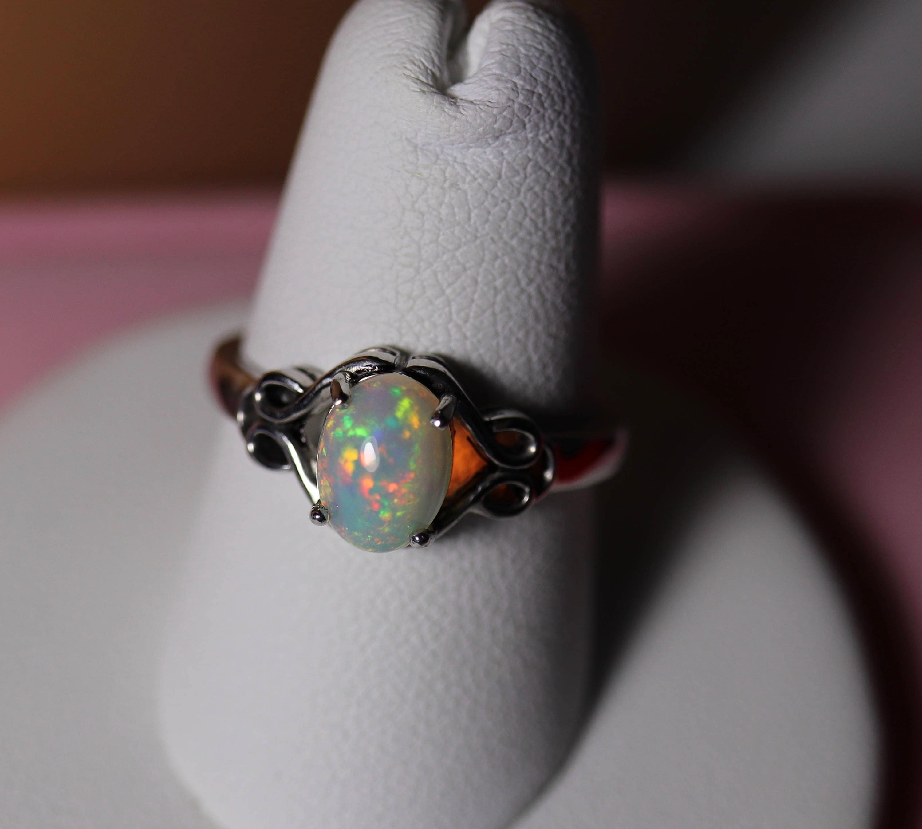 Inlaid Color Diamond Opal Opal Stone Classic Twist Arm Design Diamond Ring  Female Ring : Buy Online at Best Price in KSA - Souq is now Amazon.sa:  Fashion