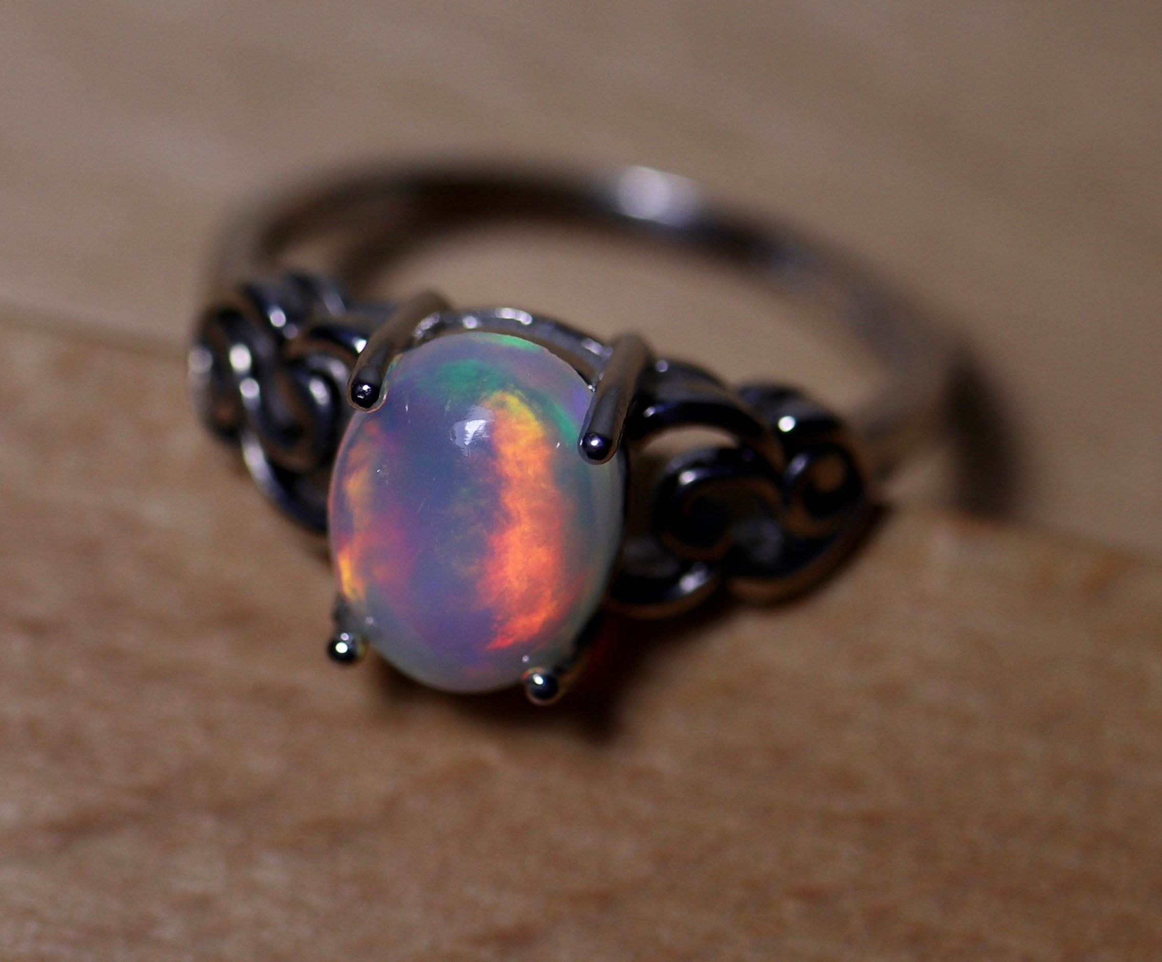 virgin rainbow opal ring