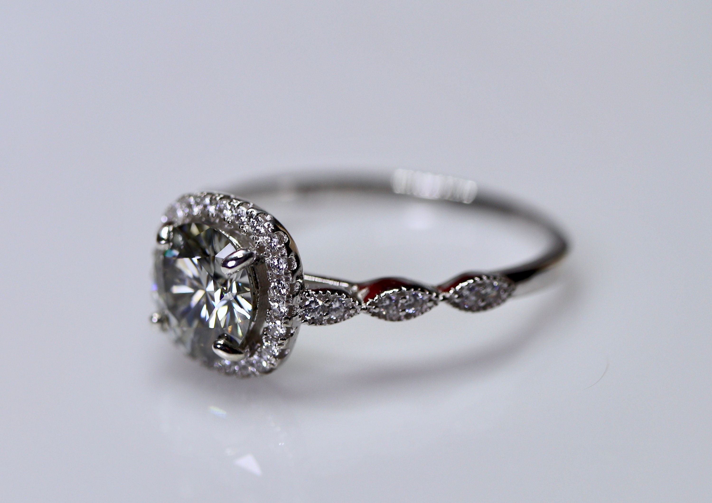 gray moissanite ring