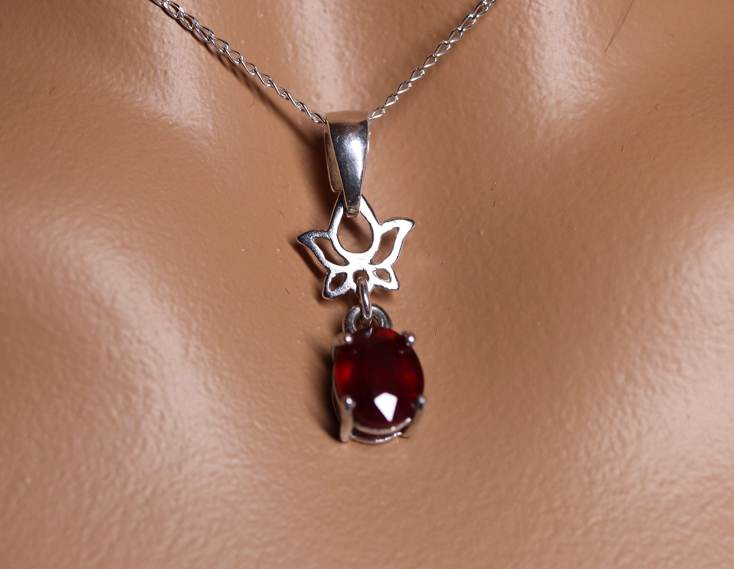 Natural ruby necklace, ruby pendant, unique necklace, silver ruby