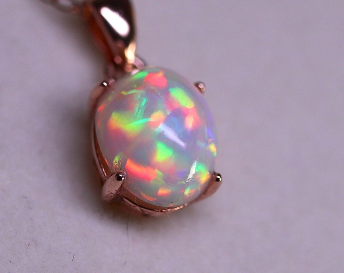Unique opal necklace, honeycomb opal, 14k rose gold jewelry, rare quality opal, ready to ship, natural opal, Ethiopian opal, one of a kind
