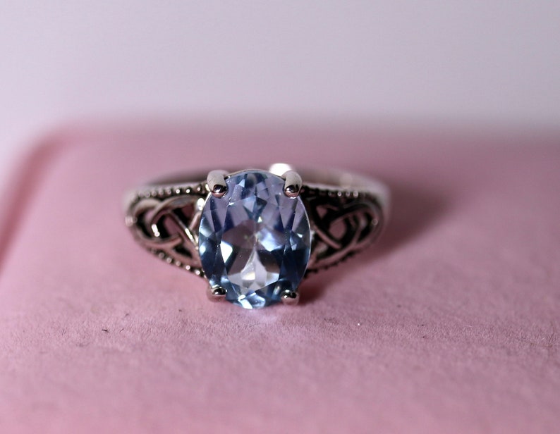 topaz Jewelry November birthstone celtic topaz ring gift for her Vintage silver ring Topaz silver ring blue topaz ring for women,