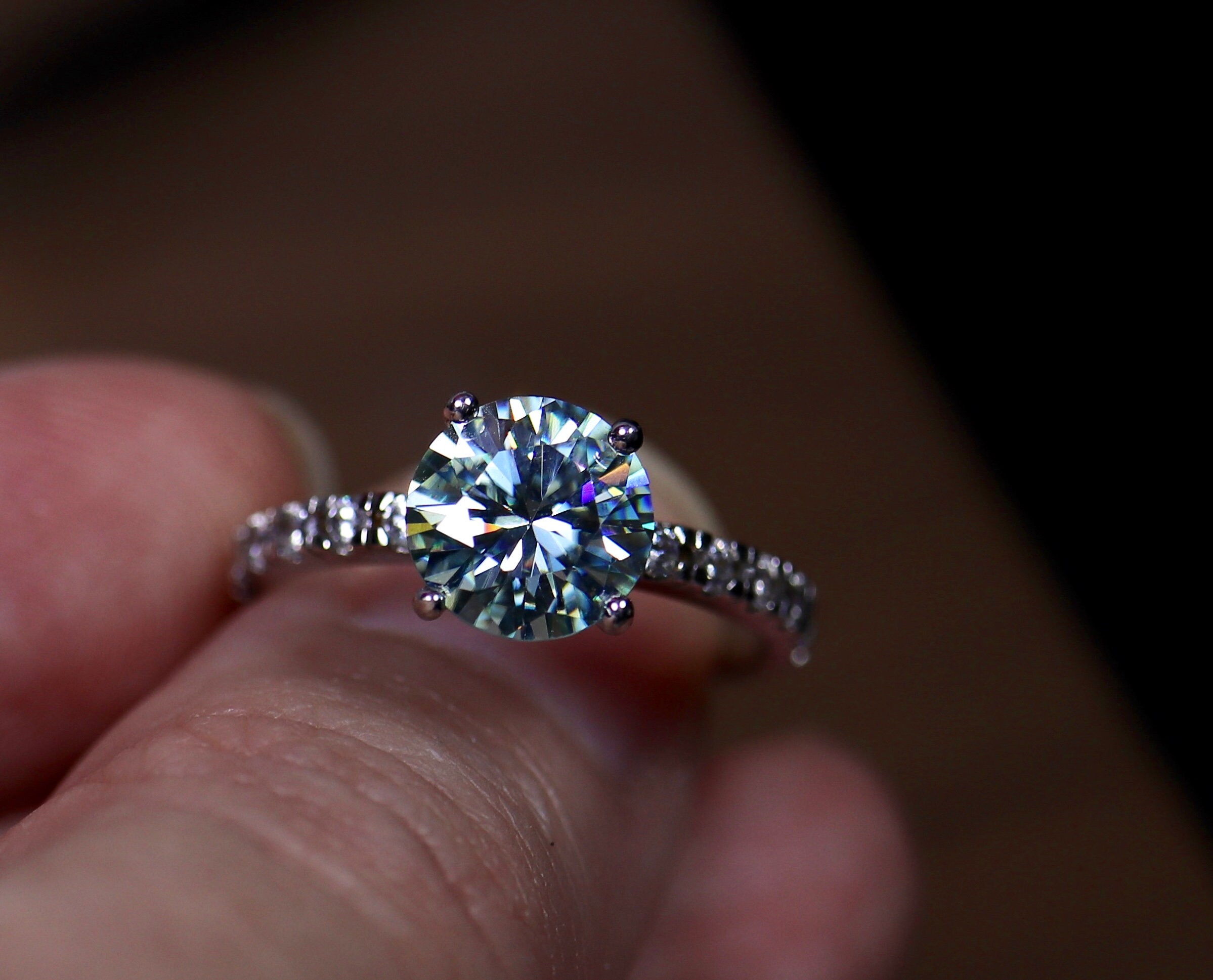 Eternity Band Set Moissanite Bridal Blue Moissanite 925 Etsy