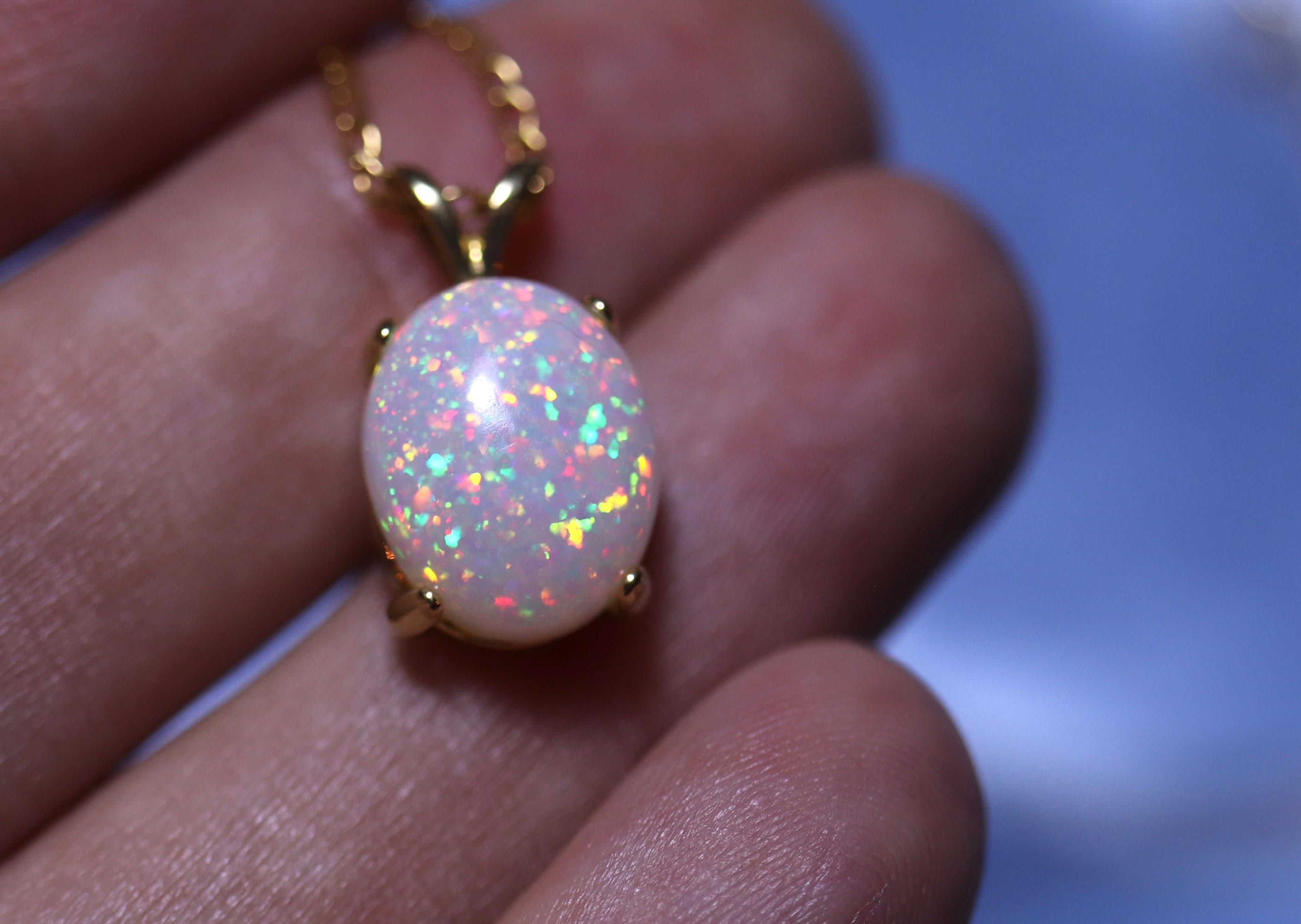 Rare white opal, pin fire opal, fire opal necklace, pendant necklace