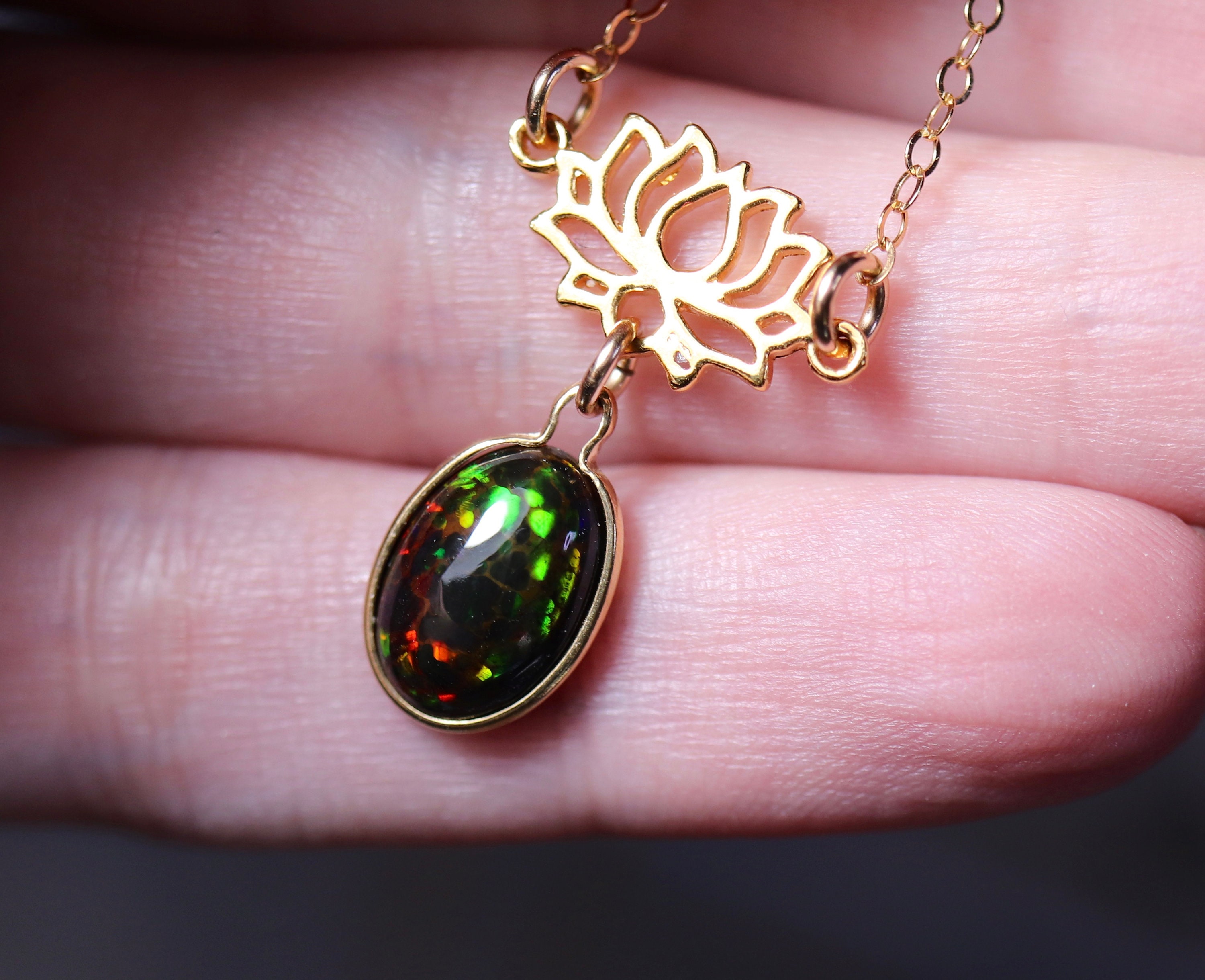 Unique opal necklace, natural black opal, fire opal pendant, yoga