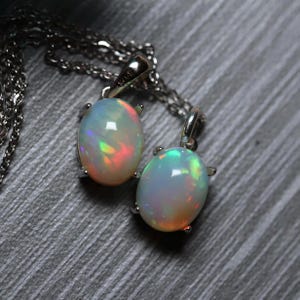 White opal necklace, fire opal pendant, anniversary gift, opal jewelry, natural fire opal, classic opal necklace, gift for her, opal pendant