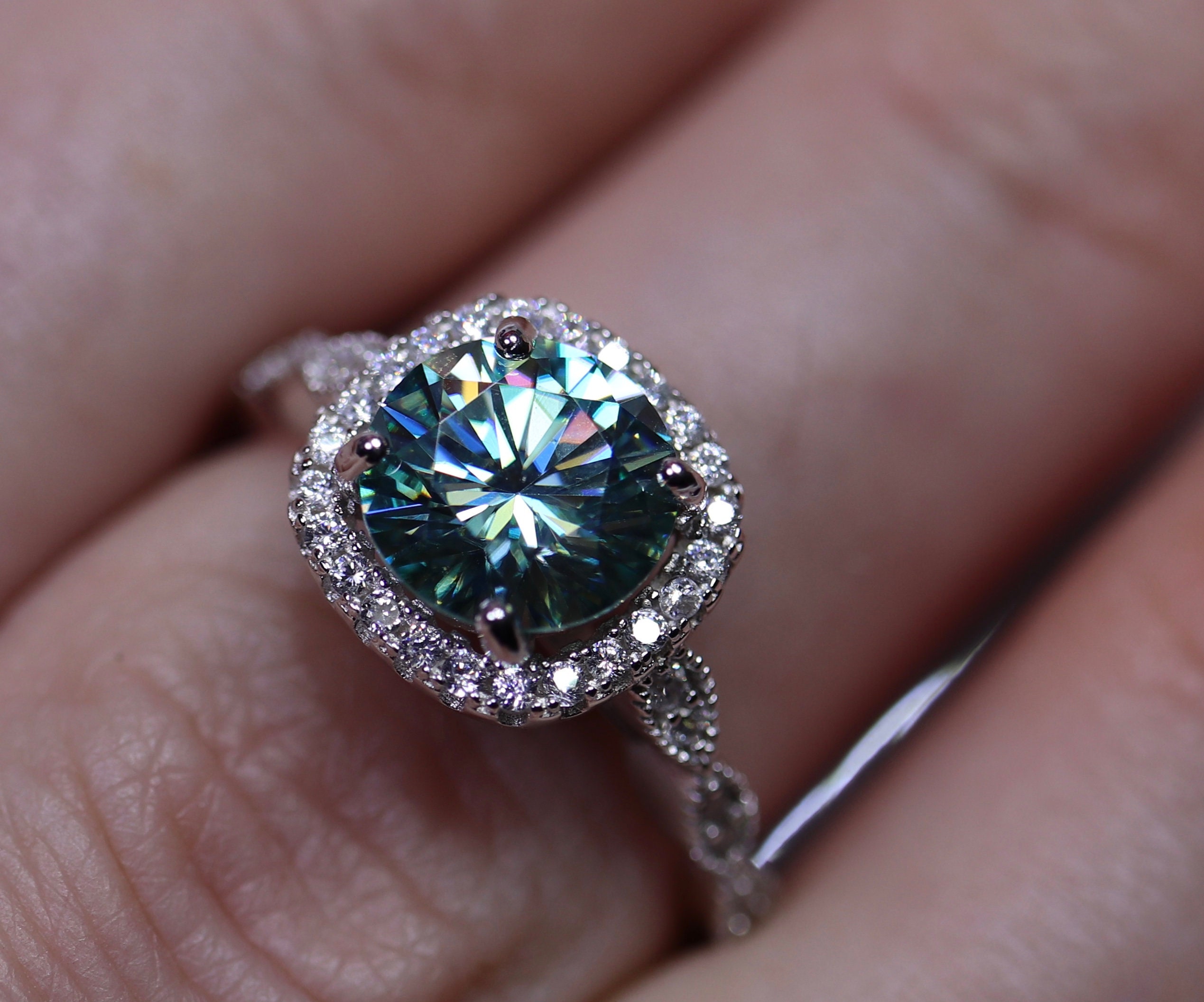 Halo moissanite ring, moissanite ring, bridal sets, round brilliant