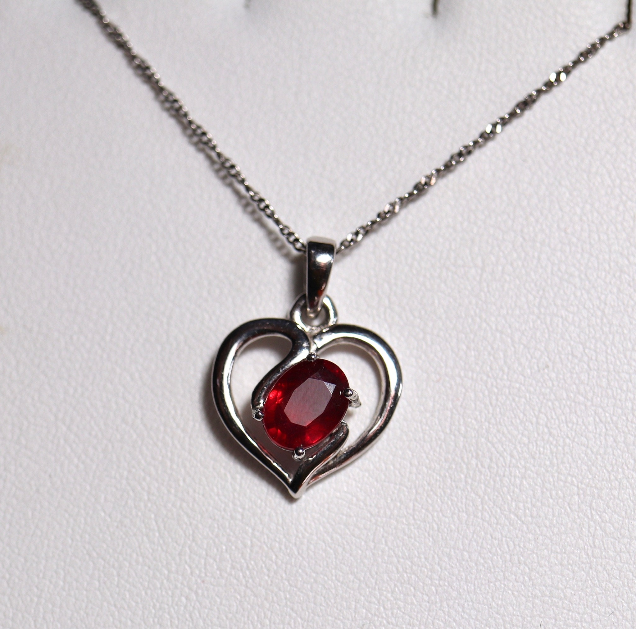 Genuine ruby pendant, Heart-shaped ruby, one of a kind design, romantic