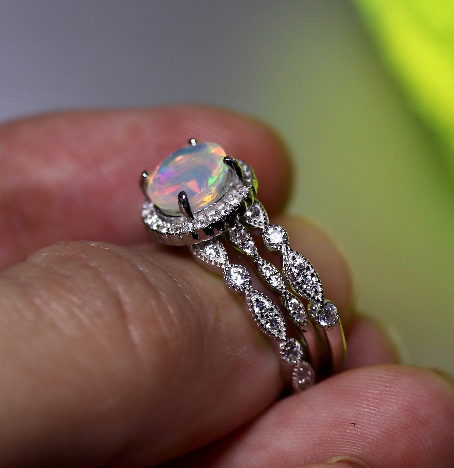 Fire Opal Ring Opal Wedding Ring Silver Opal Jewelry Rare Etsy