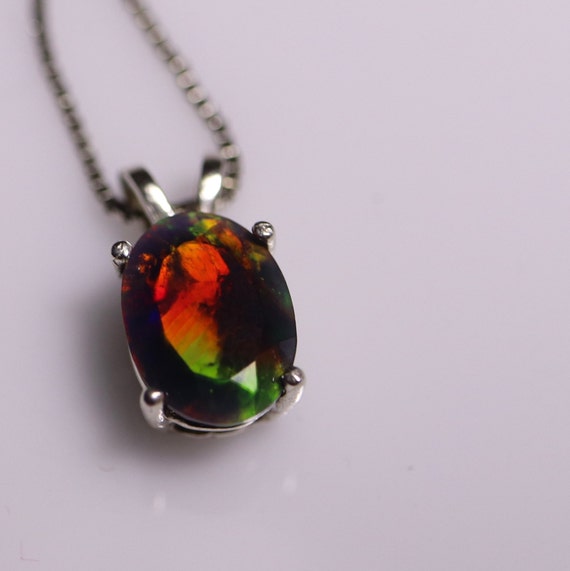 Fire opal necklace Black opal pendant gold opal jewelry red Black opal birthday gift red gemstone anniversary gift classic necklace
