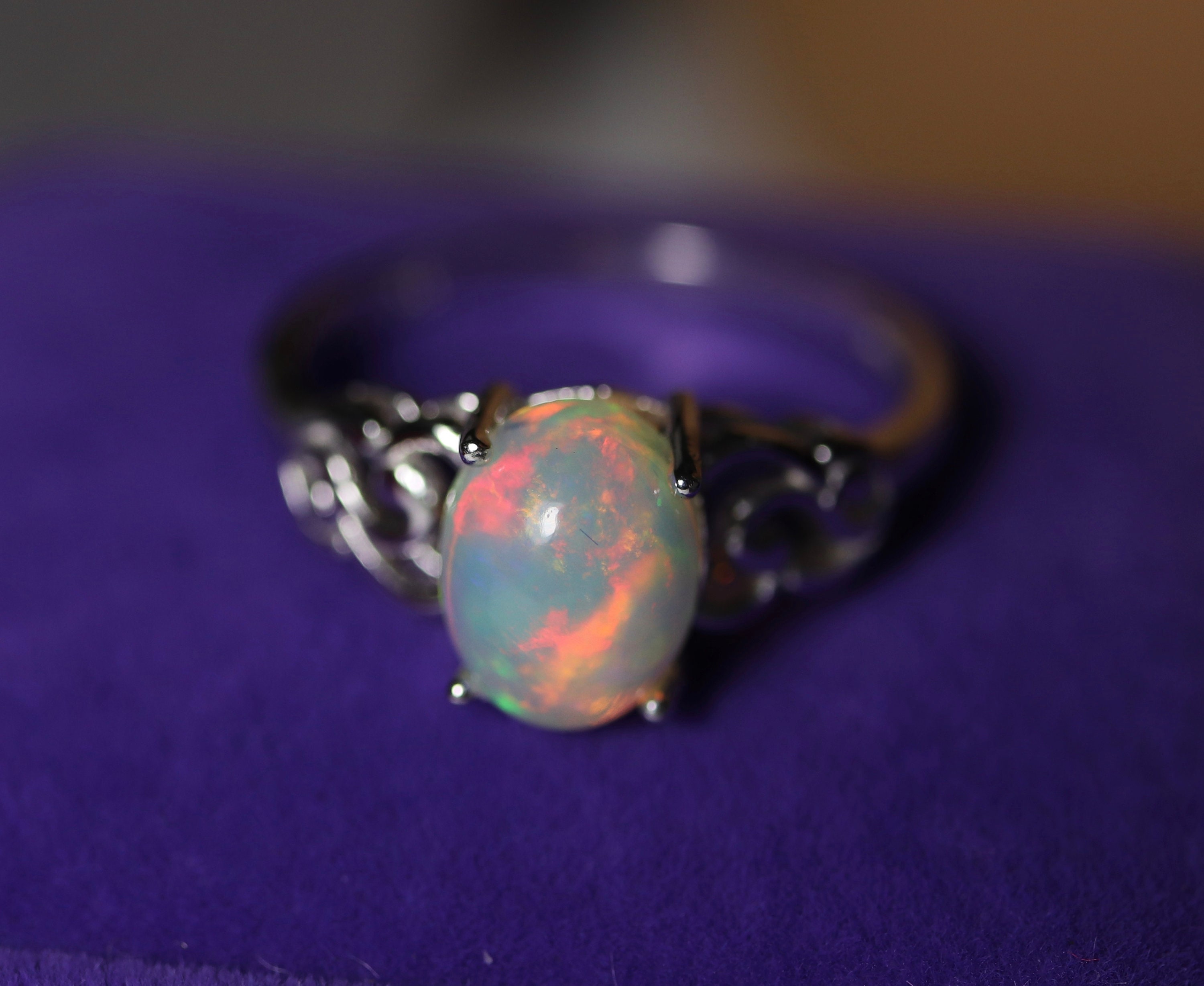 Ethiopian fire opal ring natural opal jewelry genuine opal | Etsy