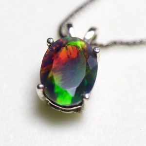 Black Opal Pendant, Natural Fire Opal, Black Opal Necklace, Opal ...