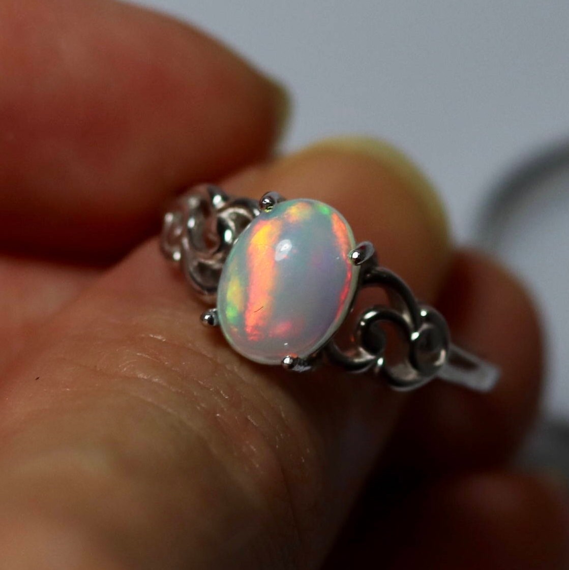 virgin rainbow opal ring