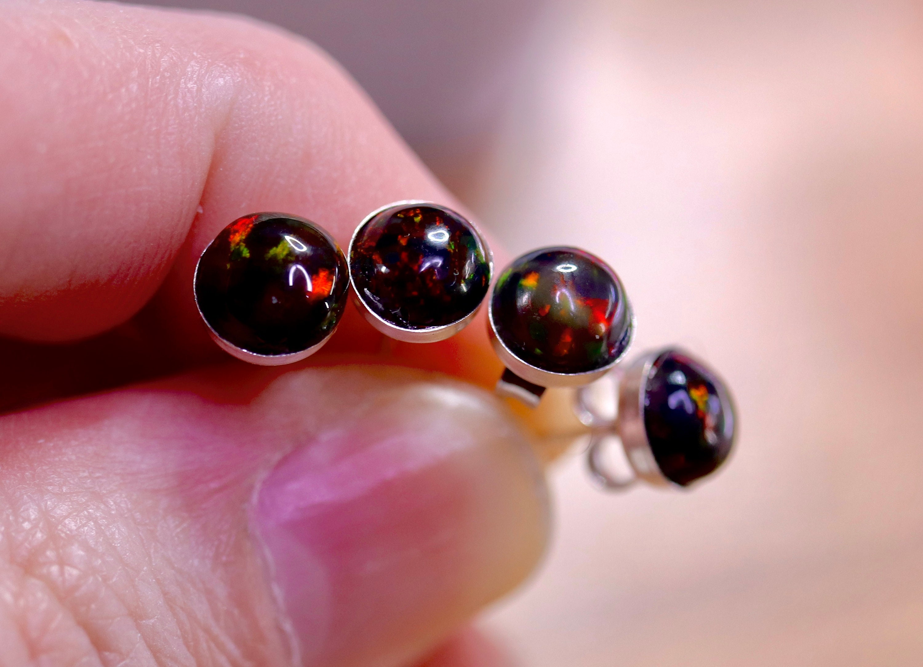 Black fire opal on sale earrings