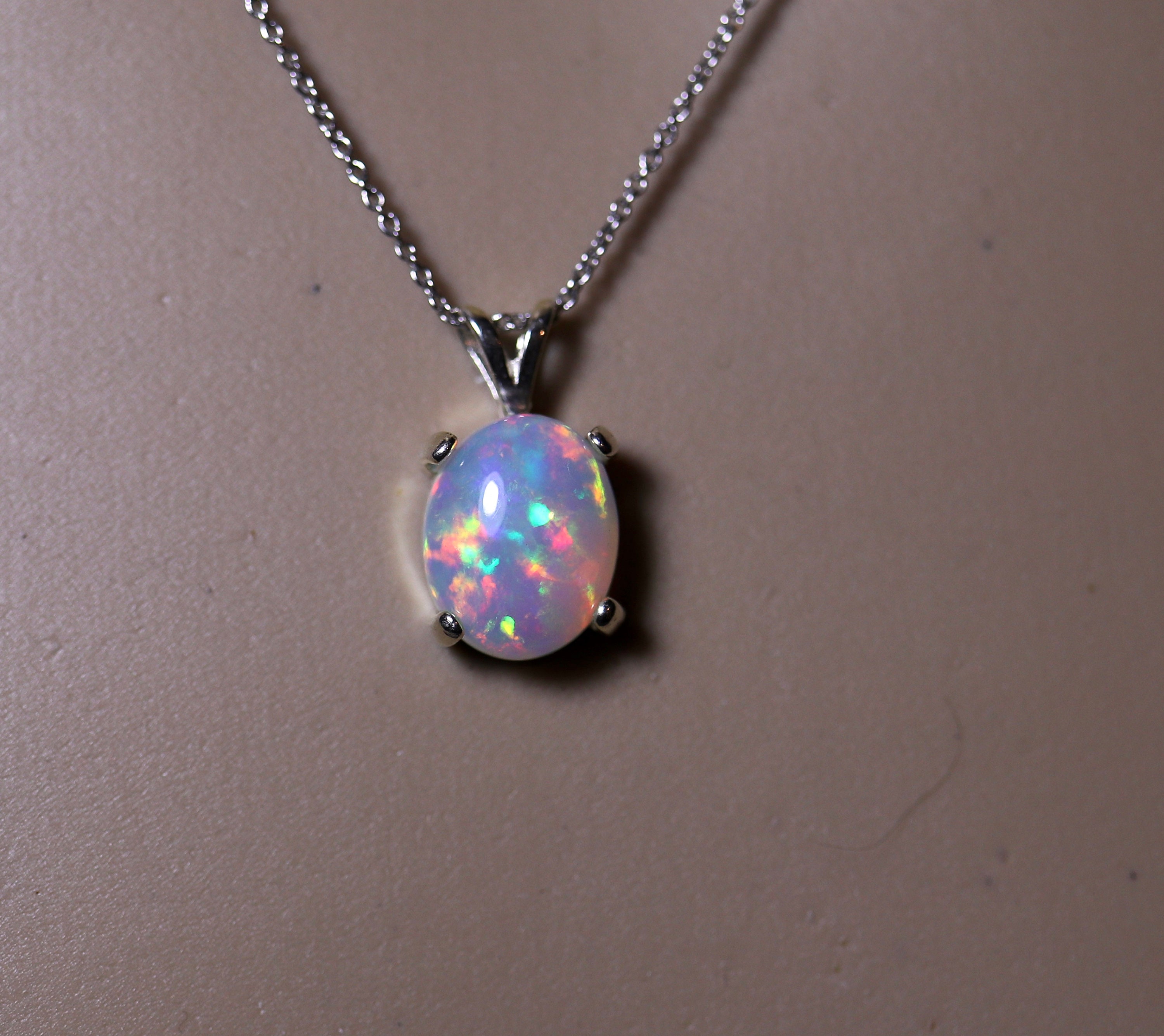 Fire opal pendant, natural opal, opal necklace, silver necklace ...