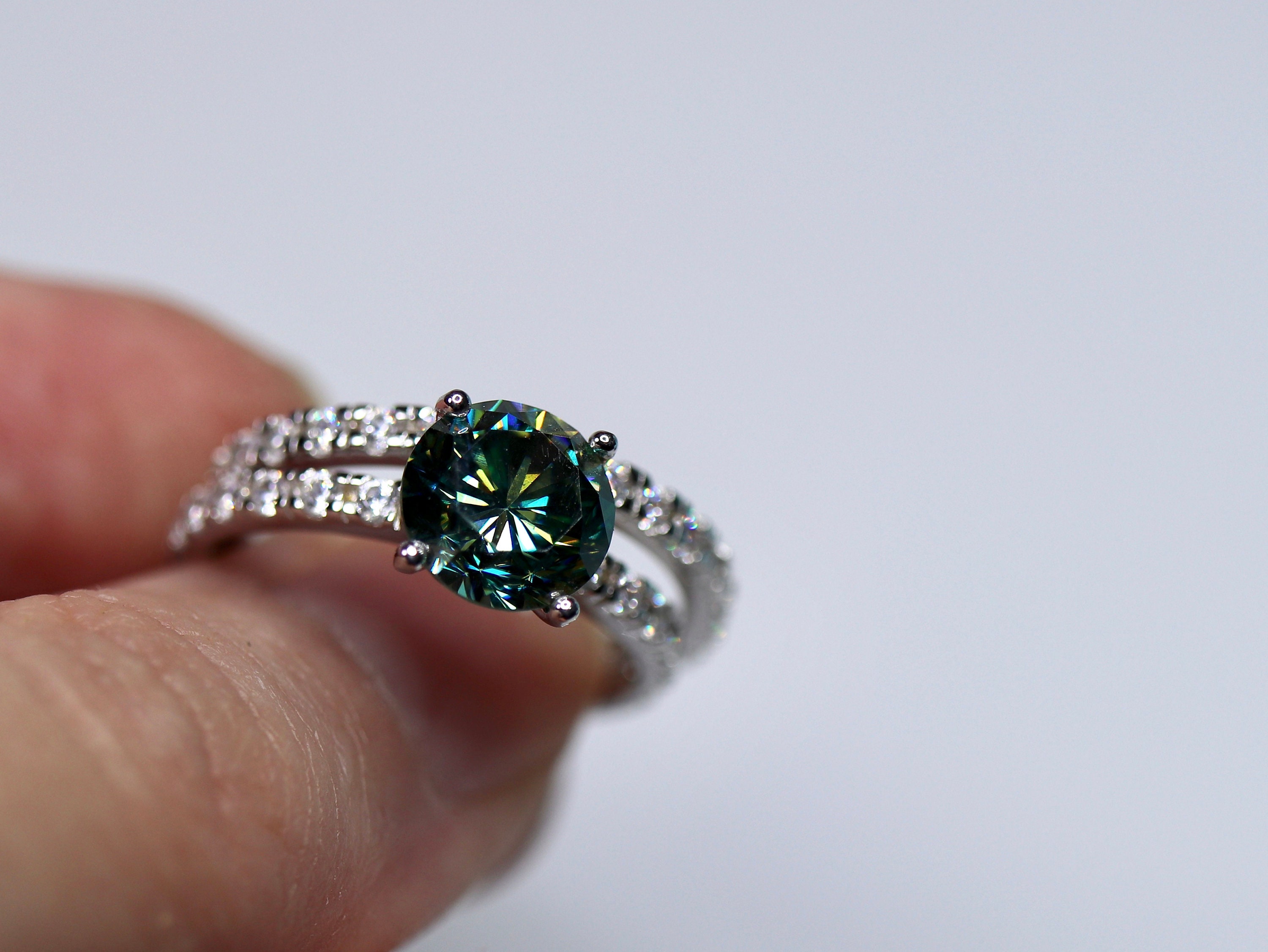 Blue moissanite, moissanite ring, moissanite set, bridal set, classic