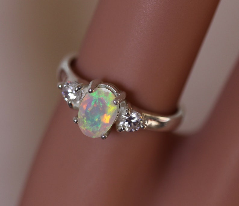 Delicate opal ring fire opal ring opal engagement ring | Etsy