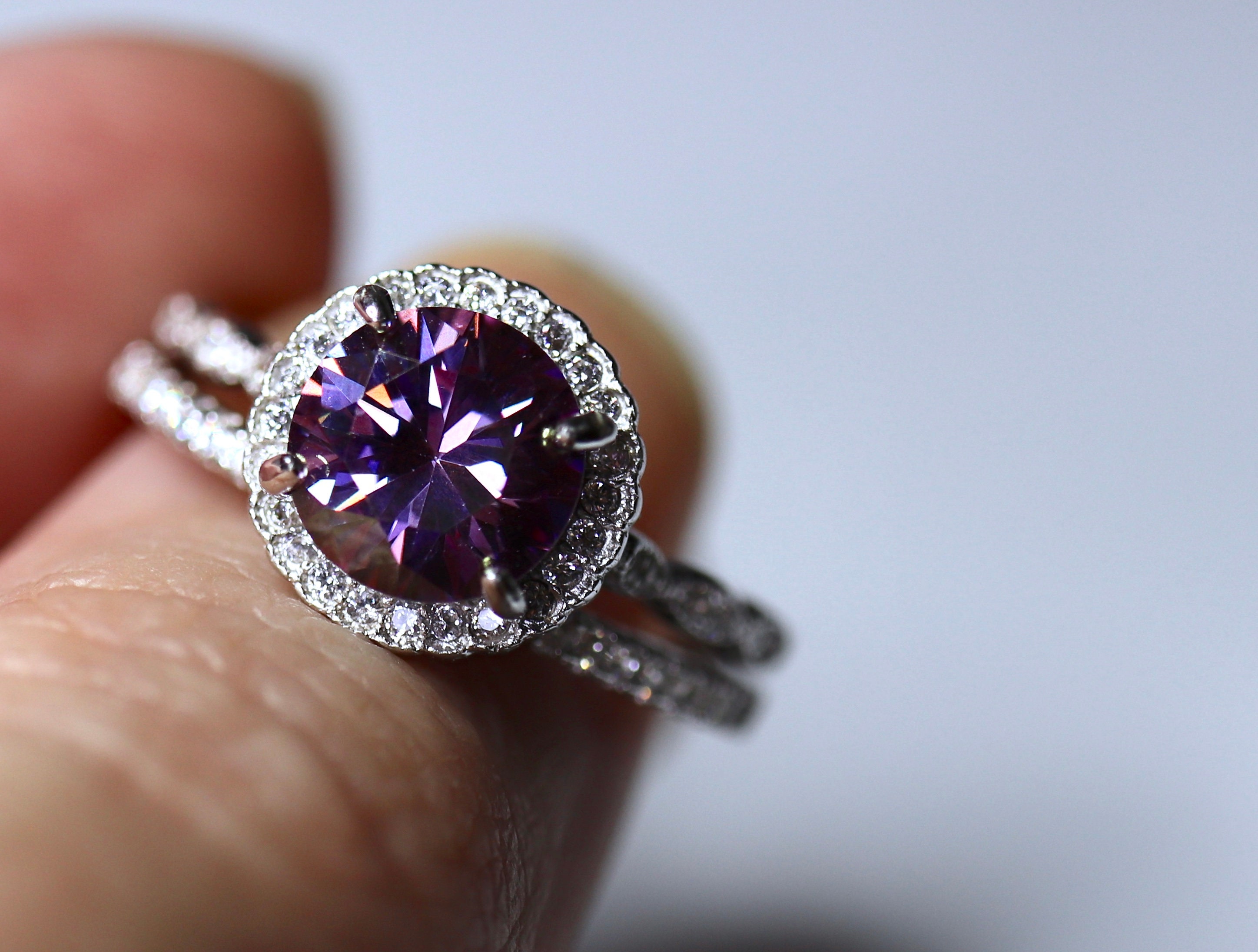 Purple online moissanite ring