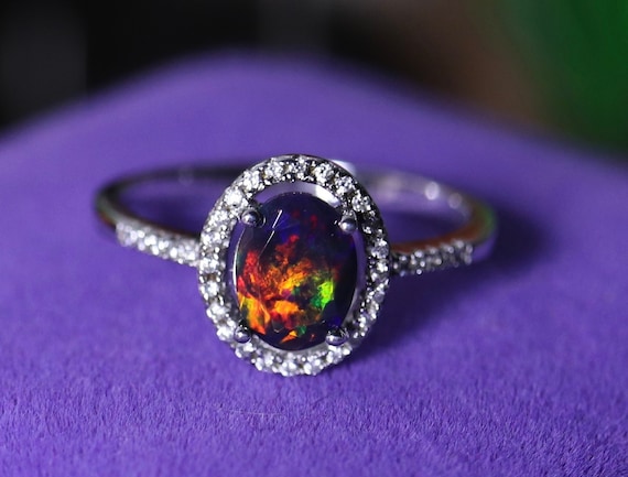 black opal wedding rings