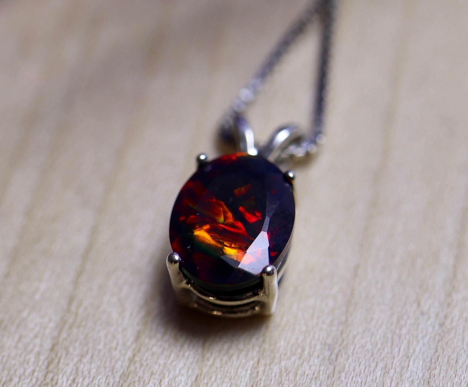 Black Opal Pendant Natural Fire Opal Black Opal Necklace | Etsy